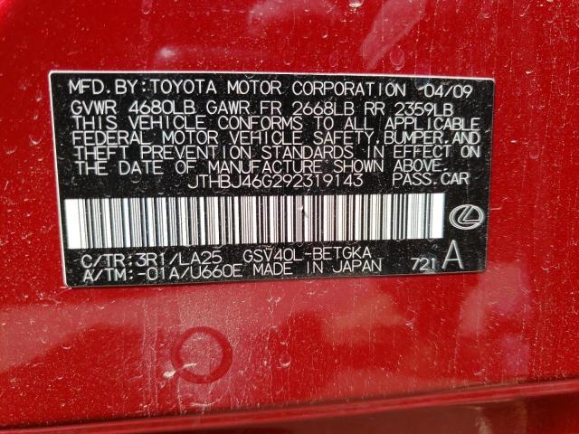 Photo 10 from auction – 2009 LEXUS ES 350 with VIN JTHBJ46G292319143