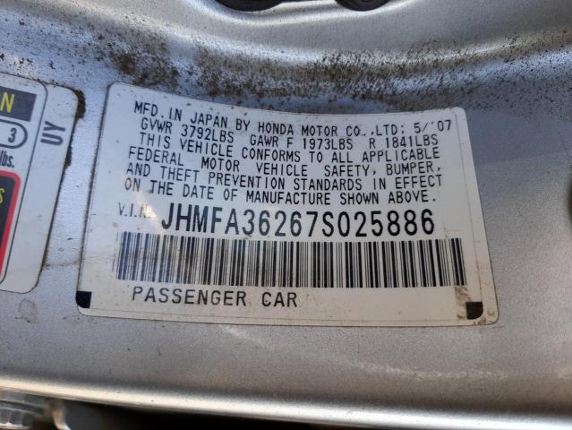 Photo 10 from auction – 2007 HONDA CIVIC HYBR with VIN JHMFA36267S025886