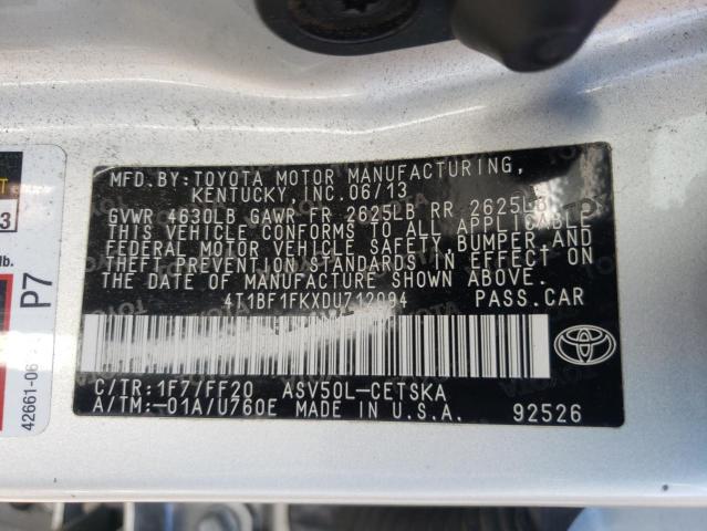 Photo 10 from auction – 2013 TOYOTA CAMRY L with VIN 4T1BF1FKXDU712094