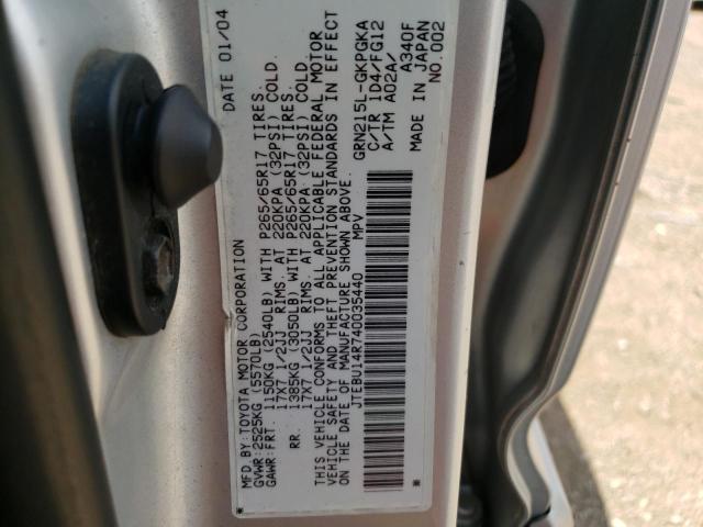 Zdjęcie 10 z aukcji – 2004 TOYOTA 4RUNNER SR z VIN JTEBU14R740035440