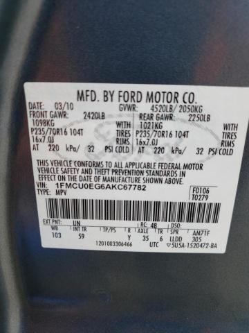 Photo 10 from auction – 2010 FORD ESCAPE LIM with VIN 1FMCU0EG6AKC67782