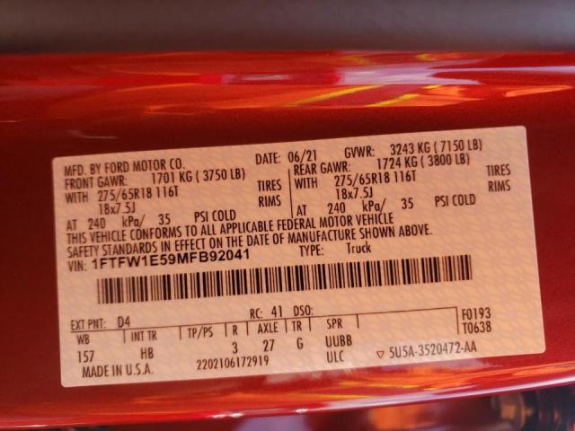 Photo 10 from auction – 2021 FORD F150 SUPER with VIN 1FTFW1E59MFB92041