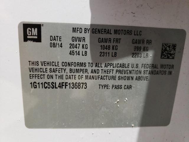Photo 10 from auction – 2015 CHEVROLET MALIBU 1LT with VIN 1G11C5SL4FF136873