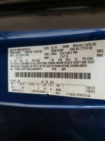 Photo 10 from auction – 2019 FORD ESCAPE S with VIN 1FMCU0F72KUA05911
