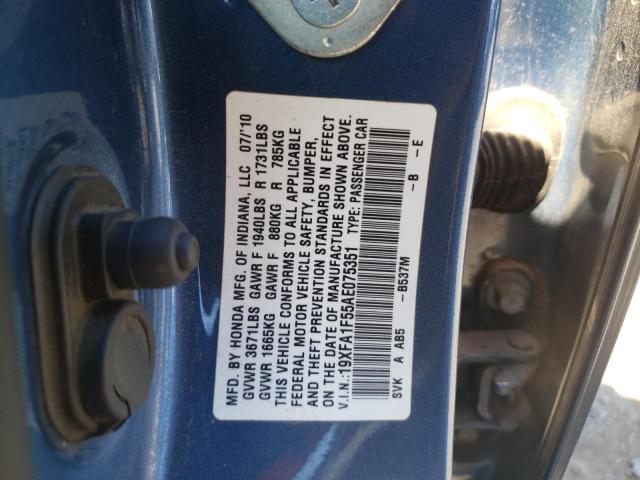 Photo 10 from auction – 2010 HONDA CIVIC LX with VIN 19XFA1F55AE075351