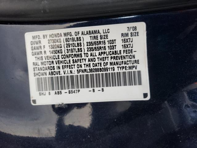 Photo 10 from auction – 2008 HONDA ODYSSEY LX with VIN 5FNRL38288B099119