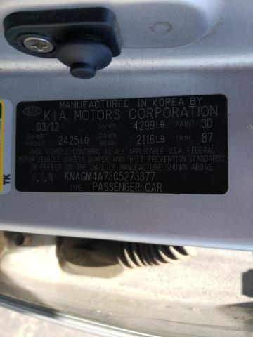 Photo 10 from auction – 2012 KIA OPTIMA LX with VIN KNAGM4A73C5273377