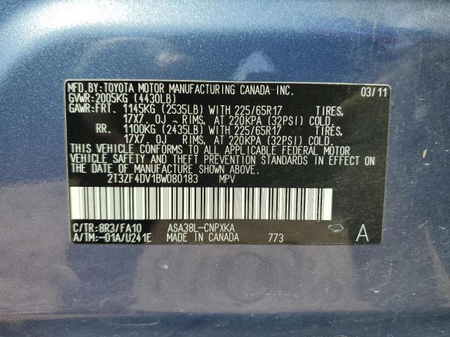 Photo 10 from auction – 2011 TOYOTA RAV4 with VIN 2T3ZF4DV1BW080183