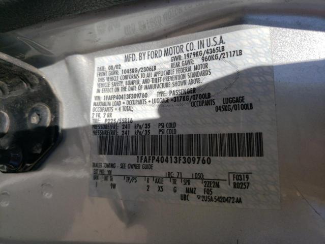 Photo 10 from auction – 2003 FORD MUSTANG with VIN 1FAFP40413F309760