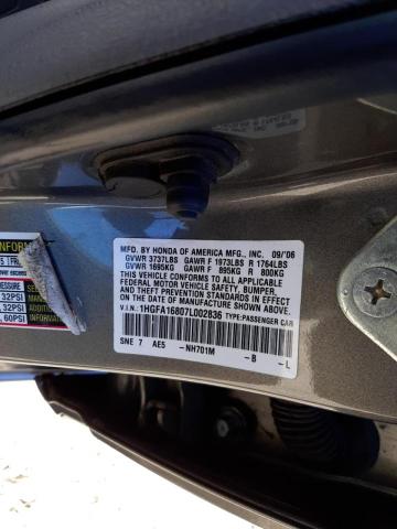 Photo 10 from auction – 2007 HONDA CIVIC EX with VIN 1HGFA16807L002836