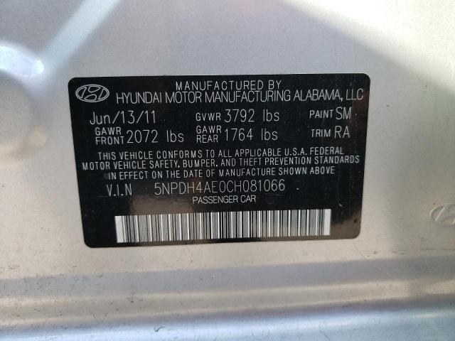 Photo 10 from auction – 2012 HYUNDAI ELANTRA GL with VIN 5NPDH4AE0CH081066