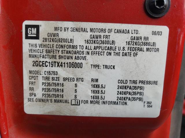 Photo 10 from auction – 2004 CHEVROLET SILVERADO with VIN 2GCEC19TX41106000