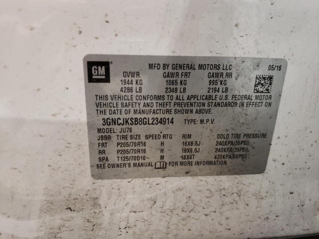 Photo 10 from auction – 2016 CHEVROLET TRAX LS with VIN 3GNCJKSB8GL234914