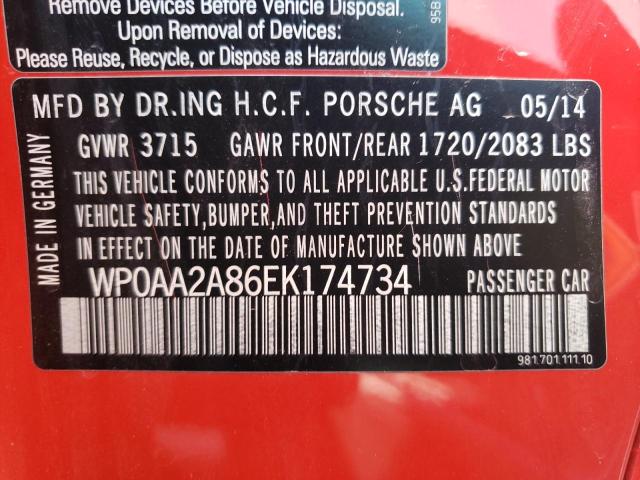 Photo 10 from auction – 2014 PORSCHE CAYMAN with VIN WP0AA2A86EK174734