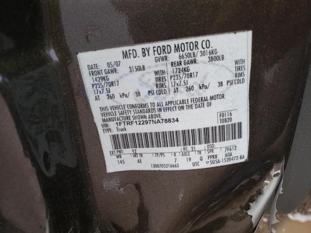 Photo 10 from auction – 2007 FORD F150 with VIN 1FTRF12297NA78834