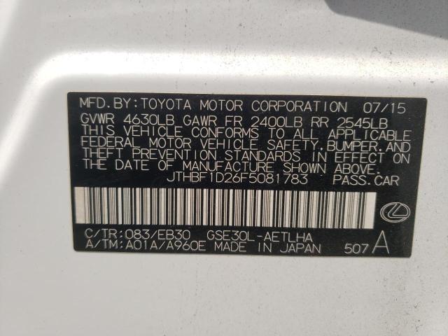 Photo 10 from auction – 2015 LEXUS IS 250 with VIN JTHBF1D26F5081783