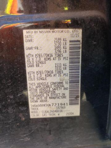 Photo 10 from auction – 2016 NISSAN FRONTIER S with VIN 1N6AD0ER1GN721941
