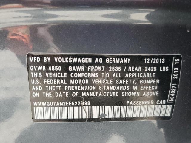 Photo 10 from auction – 2014 VOLKSWAGEN CC VR6 4MO with VIN WVWGU7AN2EE522998