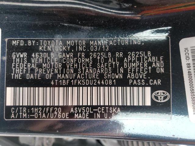 Photo 10 from auction – 2013 TOYOTA CAMRY L with VIN 4T1BF1FK5DU244081