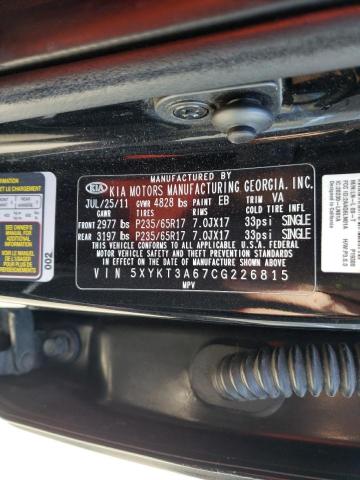 Photo 10 from auction – 2012 KIA SORENTO BA with VIN 5XYKT3A67CG226815