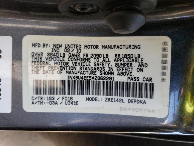 Photo 10 from auction – 2010 TOYOTA COROLLA BA with VIN 1NXBU4EE5AZ362291