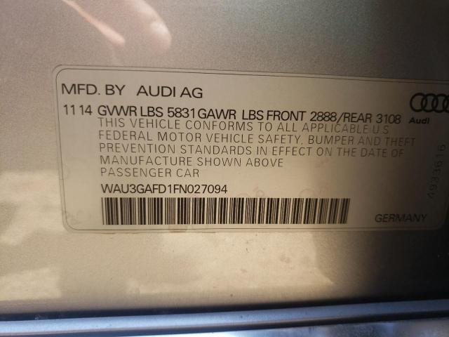 Photo 10 from auction – 2015 AUDI A8 L QUATT with VIN WAU3GAFD1FN027094