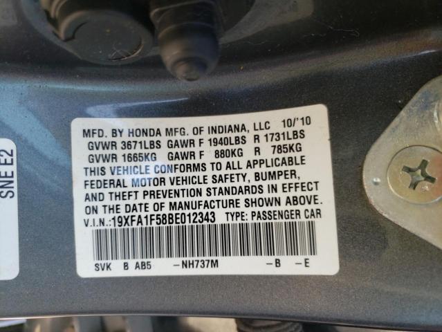 Photo 10 from auction – 2011 HONDA CIVIC LX with VIN 19XFA1F58BE012343