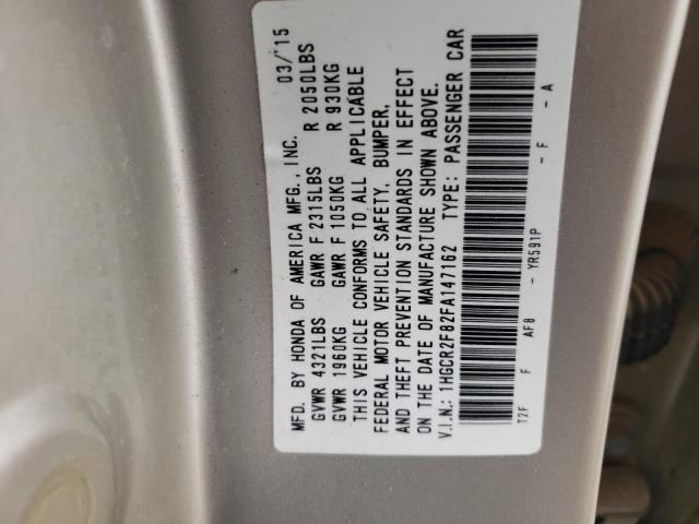 Photo 10 from auction – 2015 HONDA ACCORD EXL with VIN 1HGCR2F82FA147162