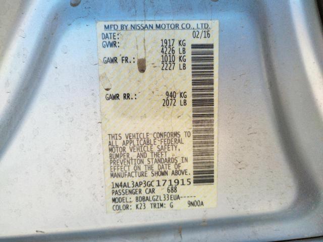 Photo 10 from auction – 2016 NISSAN ALTIMA 2.5 with VIN 1N4AL3AP3GC171915