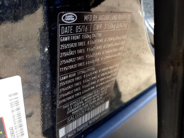Photo 10 from auction – 2016 LAND ROVER RANGE ROVE with VIN SALGS2EF4GA296042