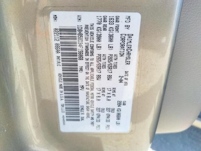 Photo 10 from auction – 2004 DODGE DURANGO LI with VIN 1D8HB58D34F156068