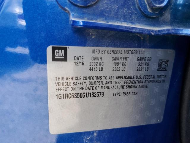Photo 10 from auction – 2016 CHEVROLET VOLT LT with VIN 1G1RC6S50GU132679