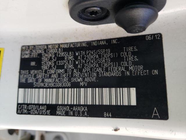 Photo 10 from auction – 2012 TOYOTA HIGHLANDER with VIN 5TDYK3EH9CS083006