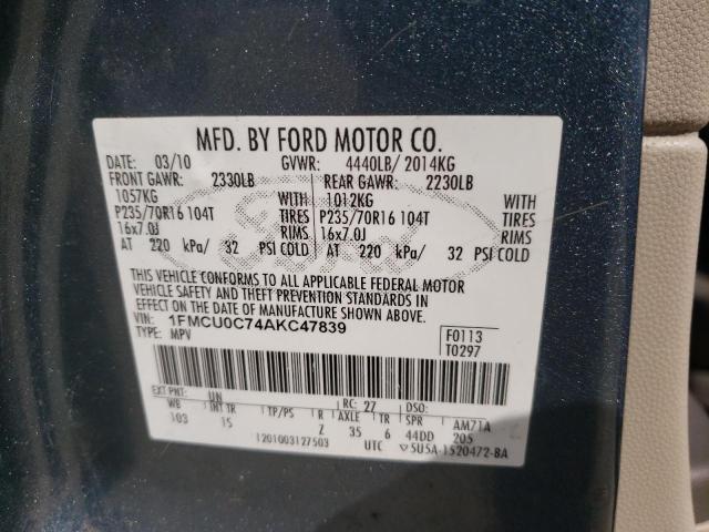 Photo 10 from auction – 2010 FORD ESCAPE XLS with VIN 1FMCU0C74AKC47839
