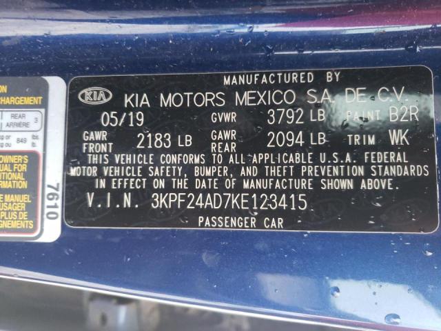 Photo 10 from auction – 2019 KIA FORTE FE with VIN 3KPF24AD7KE123415