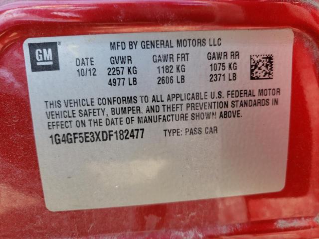 Photo 10 from auction – 2013 BUICK LACROSSE P with VIN 1G4GF5E3XDF182477