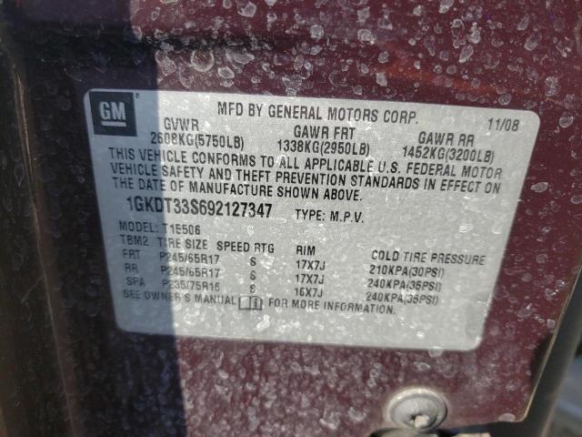Photo 10 from auction – 2009 GMC ENVOY SLE with VIN 1GKDT33S692127347