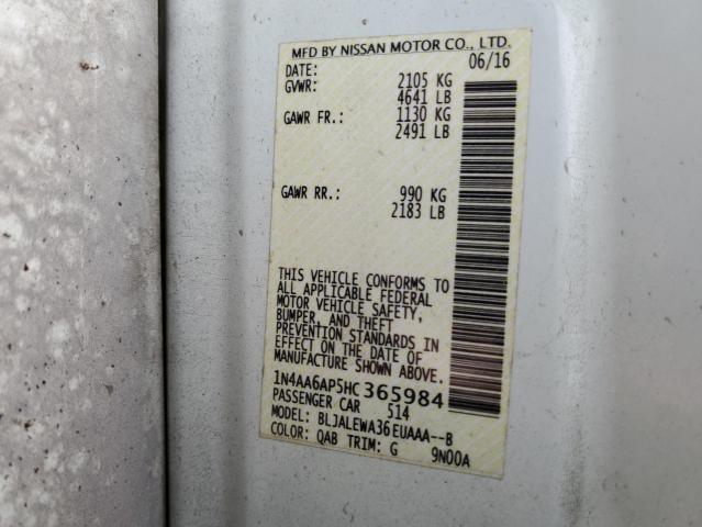 Photo 10 from auction – 2017 NISSAN MAXIMA 3.5 with VIN 1N4AA6AP5HC365984