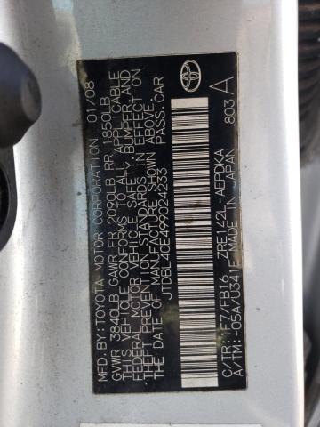 Photo 10 from auction – 2009 TOYOTA COROLLA with VIN JTDBL40E499024233