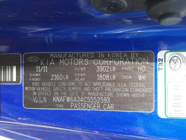 Photo 10 from auction – 2012 KIA FORTE SX with VIN KNAFW6A34C5552593