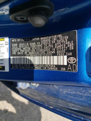 Photo 10 from auction – 2009 TOYOTA COROLLA with VIN 2T1BU40E29C123379