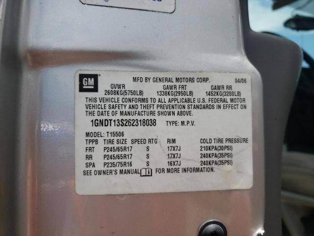 Photo 10 from auction – 2006 CHEVROLET TRAILBLAZE with VIN 1GNDT13S262318038