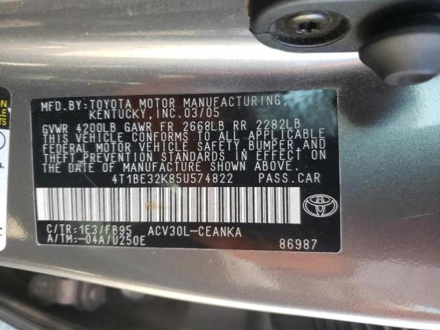 Photo 10 from auction – 2005 TOYOTA CAMRY with VIN 4T1BE32K85U574822