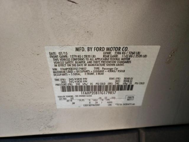 Photo 10 from auction – 2015 FORD TAURUS SEL with VIN 1FAHP2E81FG179857