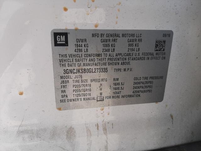 Photo 10 from auction – 2016 CHEVROLET TRAX LS with VIN 3GNCJKSB0GL273335