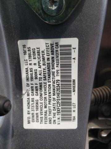 Photo 10 from auction – 2017 HONDA CIVIC LX with VIN 19XFC2F51HE203479