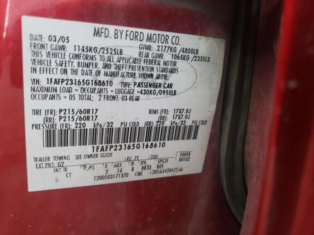 Photo 10 from auction – 2005 FORD FIVE HUNDR with VIN 1FAFP23165G168610