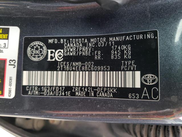 Photo 10 from auction – 2011 TOYOTA COROLLA BA with VIN 2T1BU4EE8BC609953