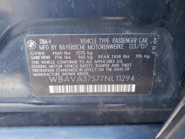 Photo 10 from auction – 2007 BMW 328 I with VIN WBAVA37577NL11294