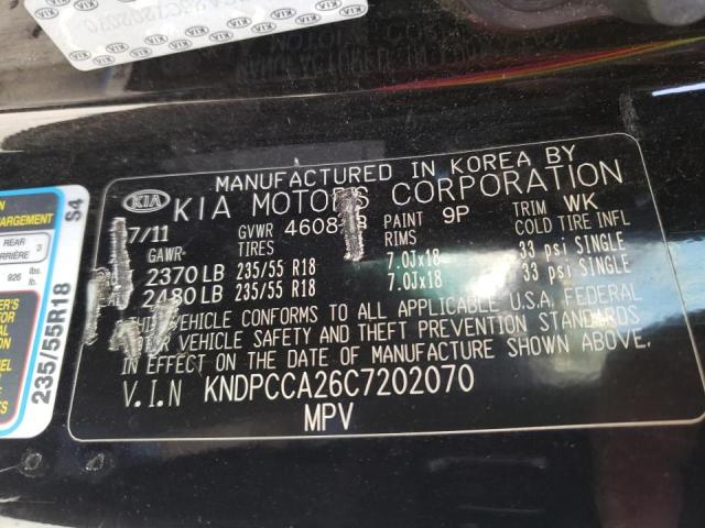 Photo 10 from auction – 2012 KIA SPORTAGE E with VIN KNDPCCA26C7202070